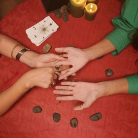Sorceress Practicing Palmistry